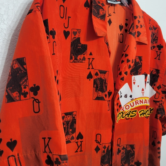 JET Streetwear Texas Hold Em Tourn Button Up Poker Short Sleeve Shirt Size Large - Picture 2 of 7